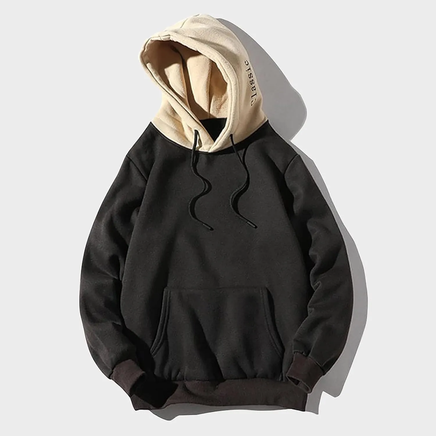 Lightweight Hoodies for Men Casual Patchwork Hooded Top Blouse Sweatshirt with Pockets Coat Cozy Sweatshirts