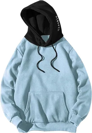 Lightweight Hoodies for Men Casual Patchwork Hooded Top Blouse Sweatshirt with Pockets Coat Cozy Sweatshirts