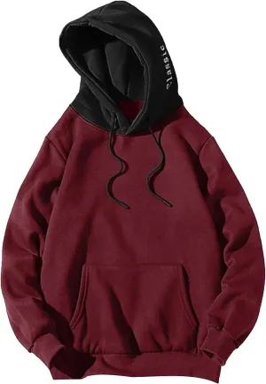 Lightweight Hoodies for Men Casual Patchwork Hooded Top Blouse Sweatshirt with Pockets Coat Cozy Sweatshirts