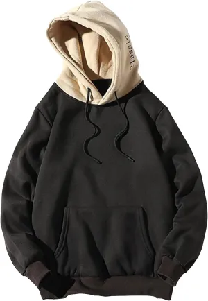 Lightweight Hoodies for Men Casual Patchwork Hooded Top Blouse Sweatshirt with Pockets Coat Cozy Sweatshirts
