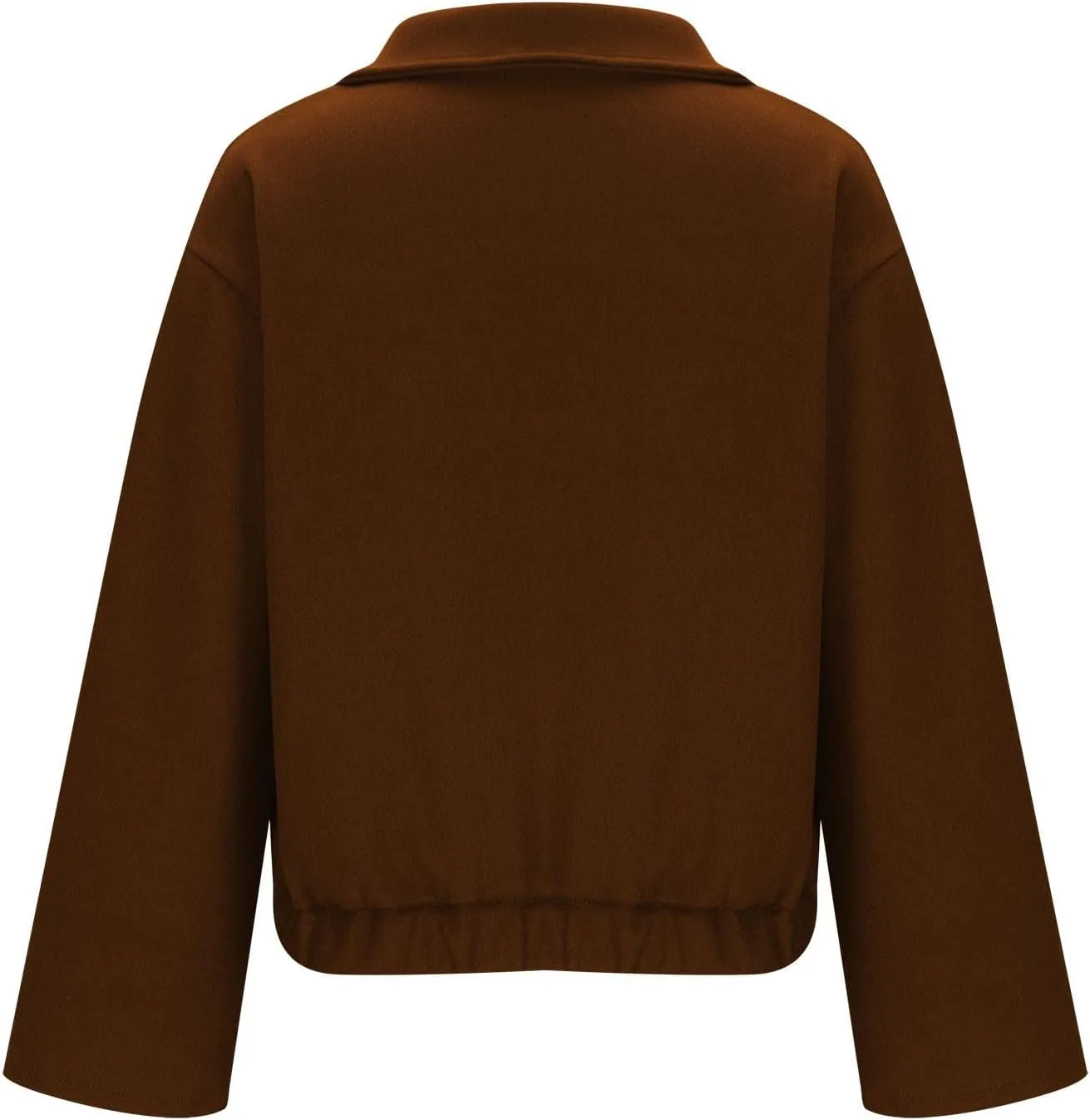 Lmdudan Women Short Wool Blend Jacket Lapel Single Breasted Long Sleeve Cropped Coat Wool Jacket with Flap Pockets Pea Coats