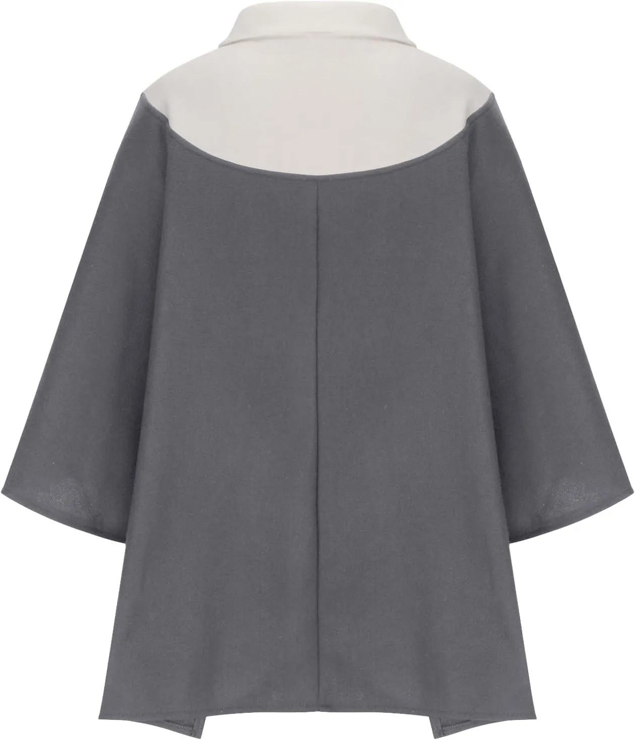 Lmdudan Women's Zip Up Wool Blend Coats Plus Size Color Block Stand Collar Side Slit Trench Coat Casual Long Sleeve Cardigan