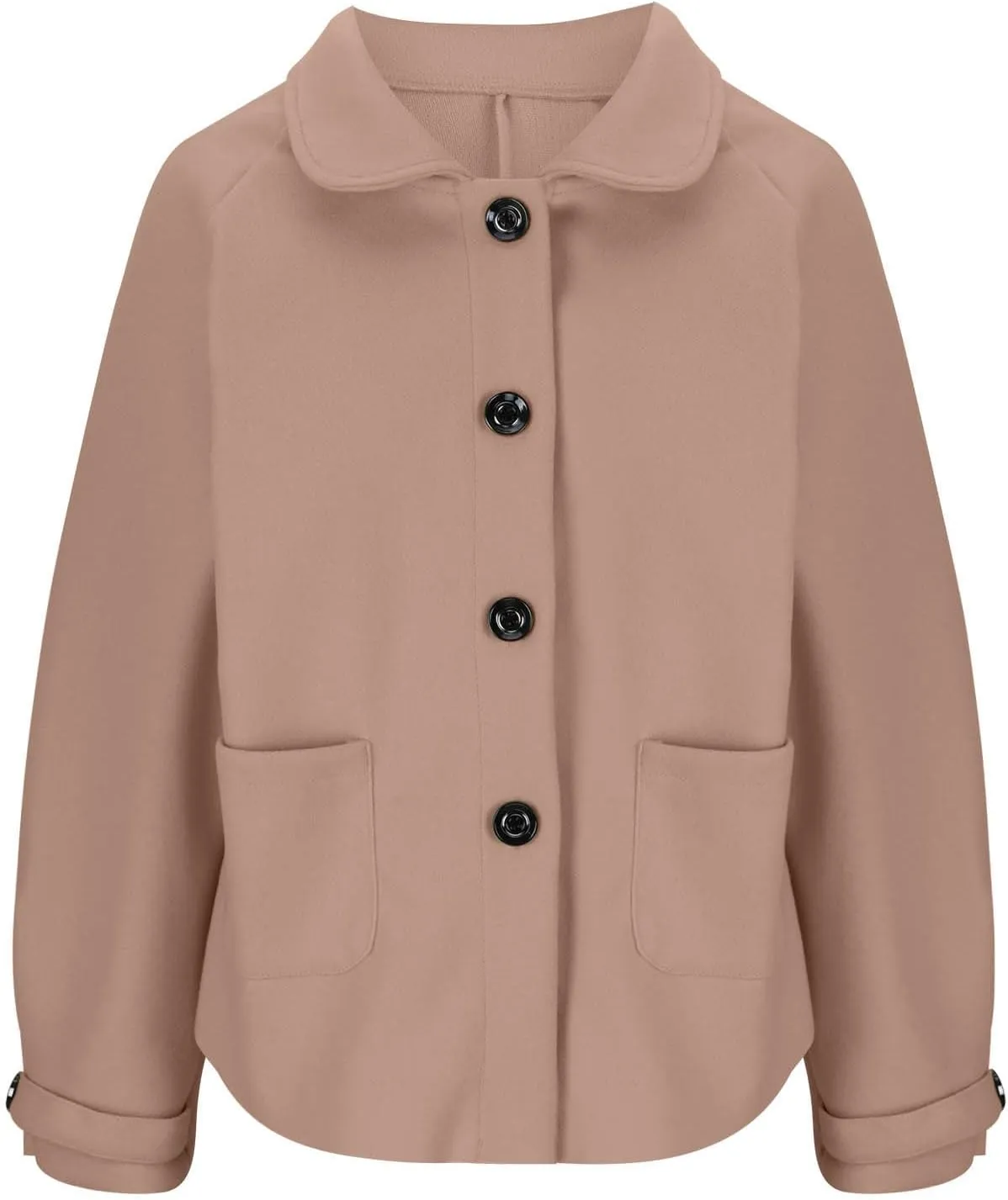 Lmdudan Wool Shacket Jacket for Women Oversized Long Sleeve Pea Coat Jackets Button Down Wool Blend Coats with Pocket