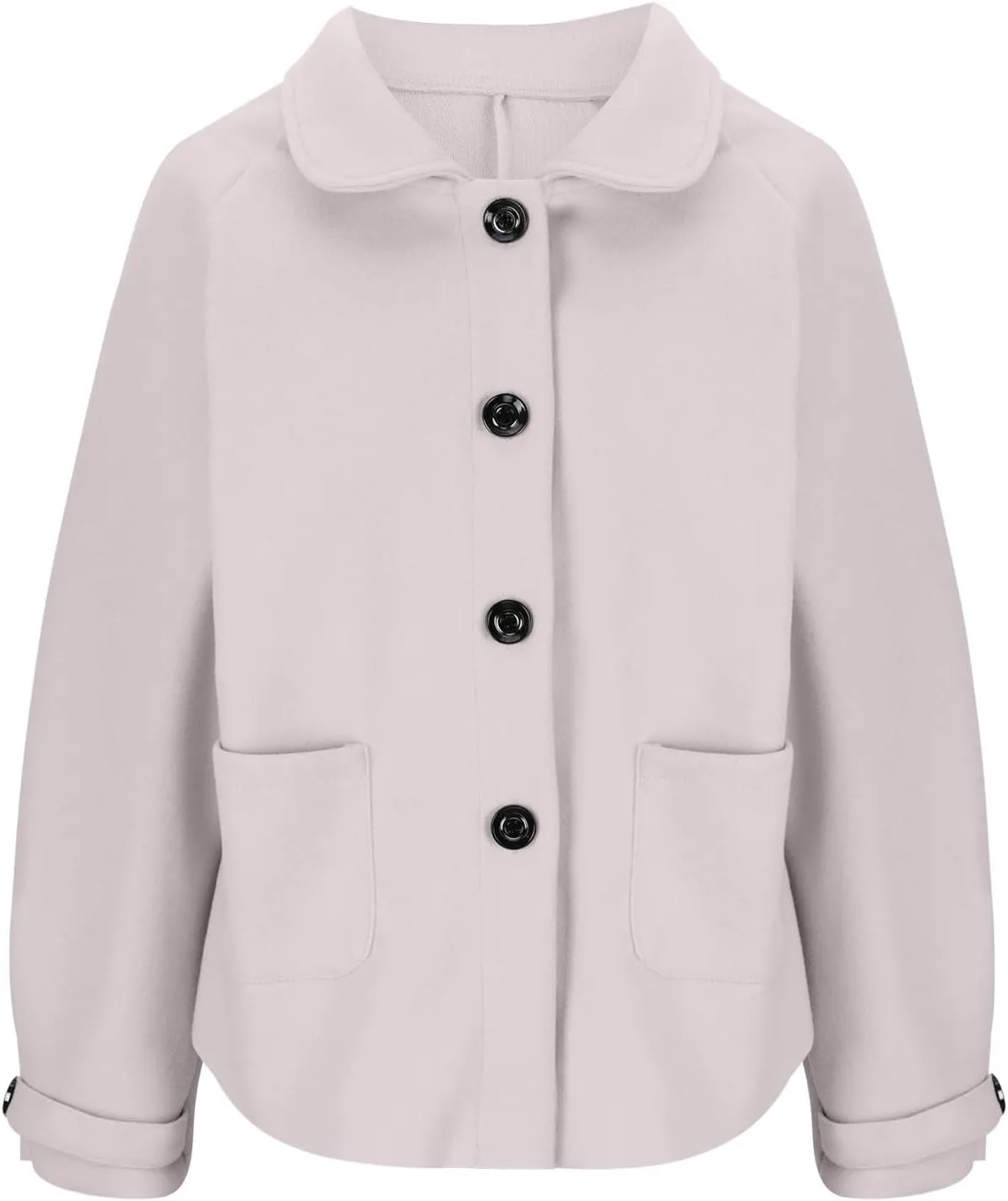 Lmdudan Wool Shacket Jacket for Women Oversized Long Sleeve Pea Coat Jackets Button Down Wool Blend Coats with Pocket