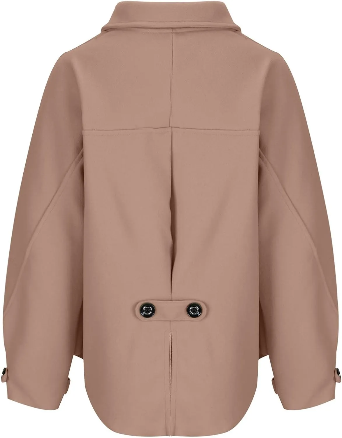 Lmdudan Wool Shacket Jacket for Women Oversized Long Sleeve Pea Coat Jackets Button Down Wool Blend Coats with Pocket