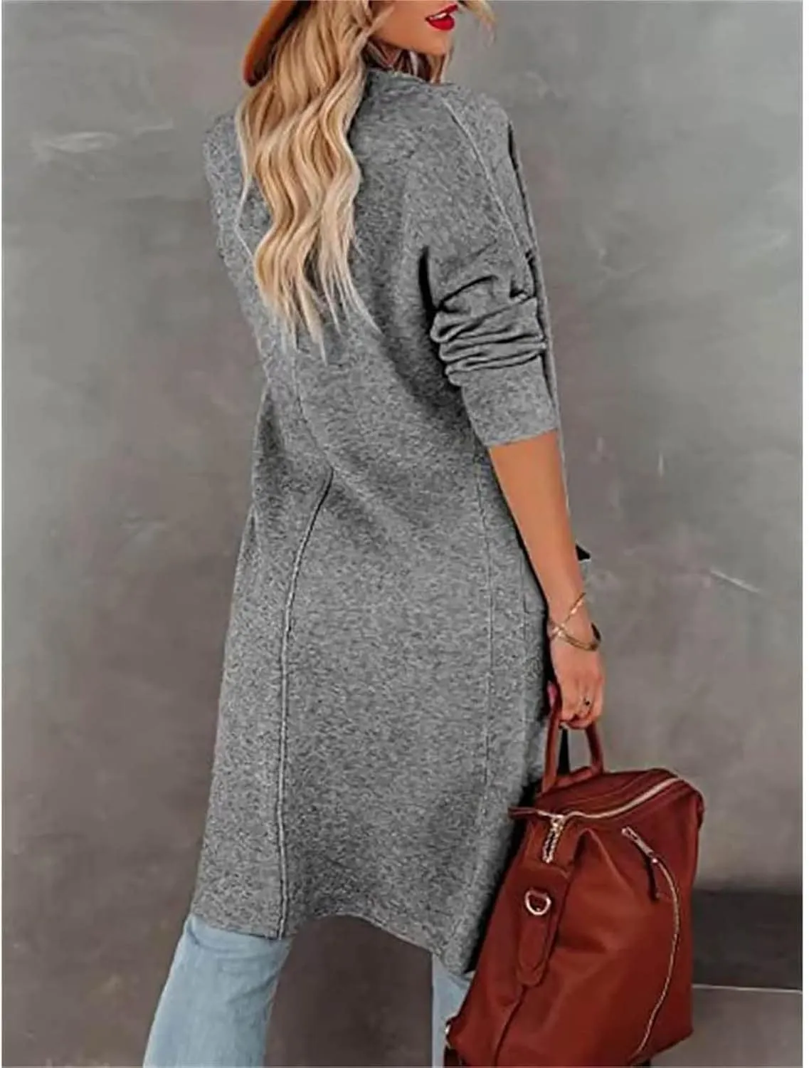 Long Cardigan Sweater for Women Trendy 2024 Oversized Knit Open Front Coatigans Casual Loose Lapel Trench Coat