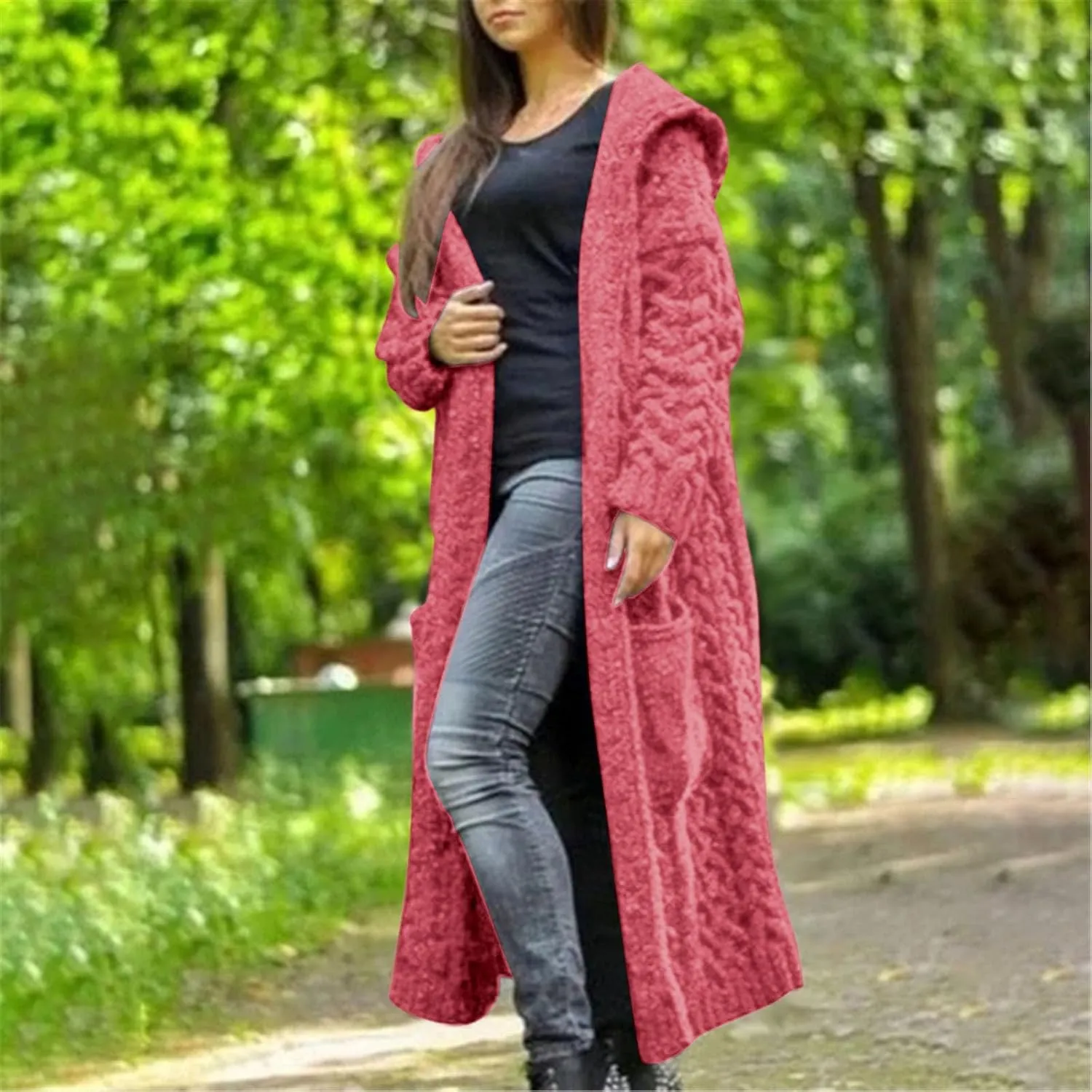 Long Cardigan Sweaters for Women Fall Winter Coats Cable Knit Casual Open Front Long Sleeve Sweater Plus Size Outercoat