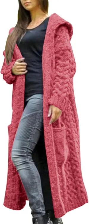 Long Cardigan Sweaters for Women Fall Winter Coats Cable Knit Casual Open Front Long Sleeve Sweater Plus Size Outercoat