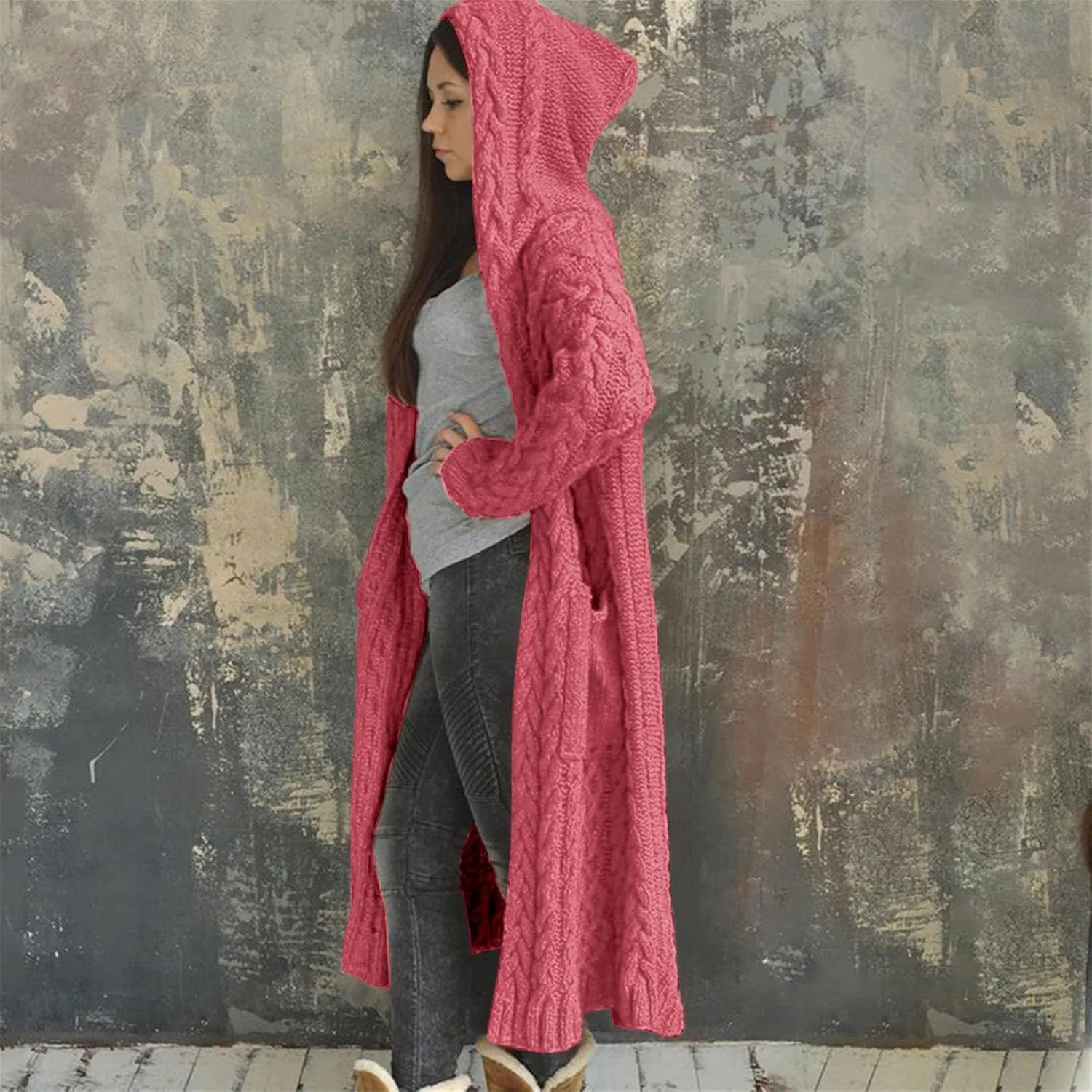 Long Cardigan Sweaters for Women Fall Winter Coats Cable Knit Casual Open Front Long Sleeve Sweater Plus Size Outercoat