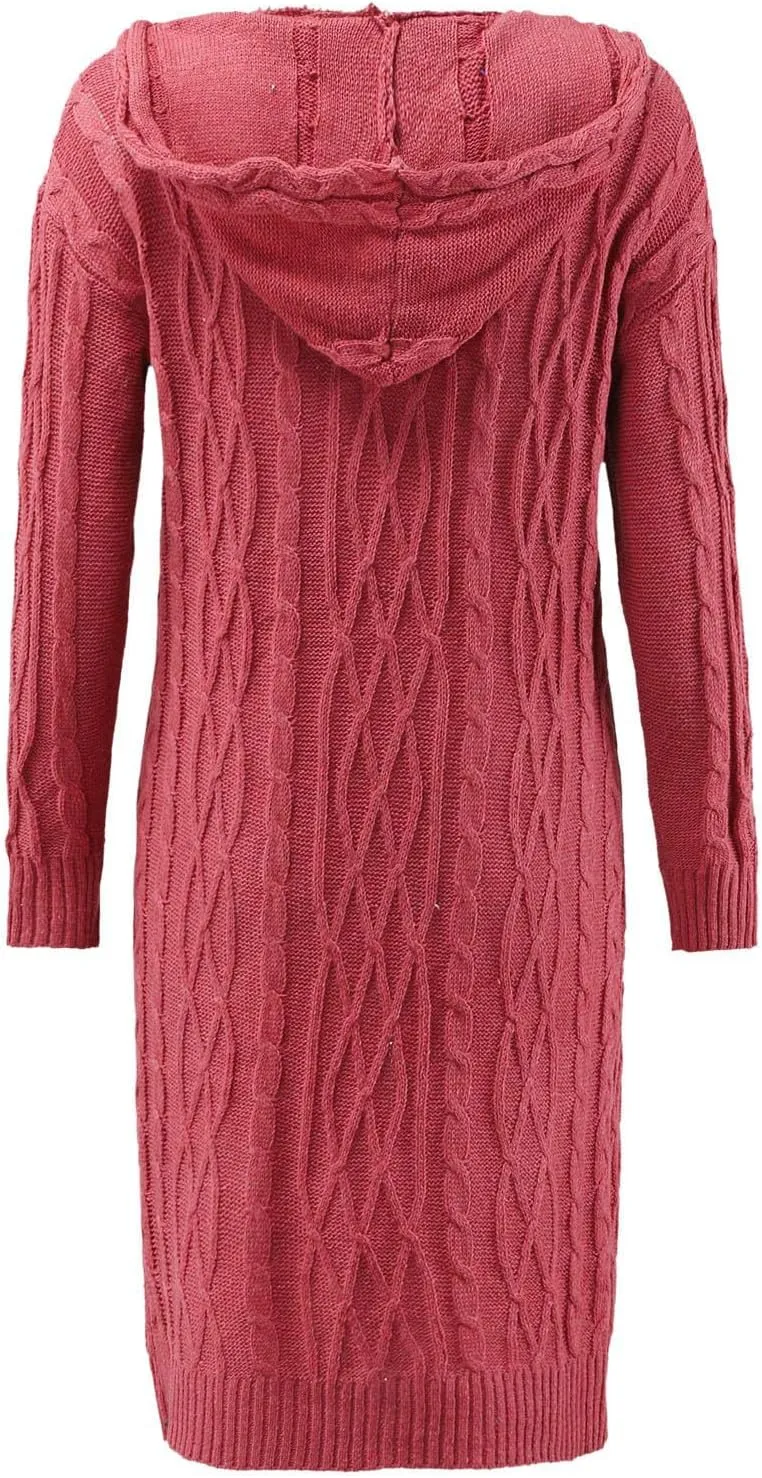 Long Cardigan Sweaters for Women Fall Winter Coats Cable Knit Casual Open Front Long Sleeve Sweater Plus Size Outercoat