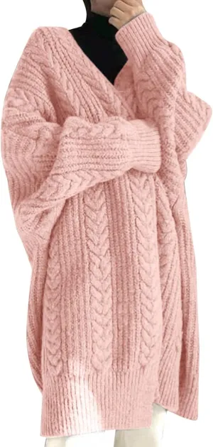 Long Chunky Cardigan Sweaters for Women 2022 Fashion Solid Oversized Slouchy Cable Knitted Open Front Sweater Coat