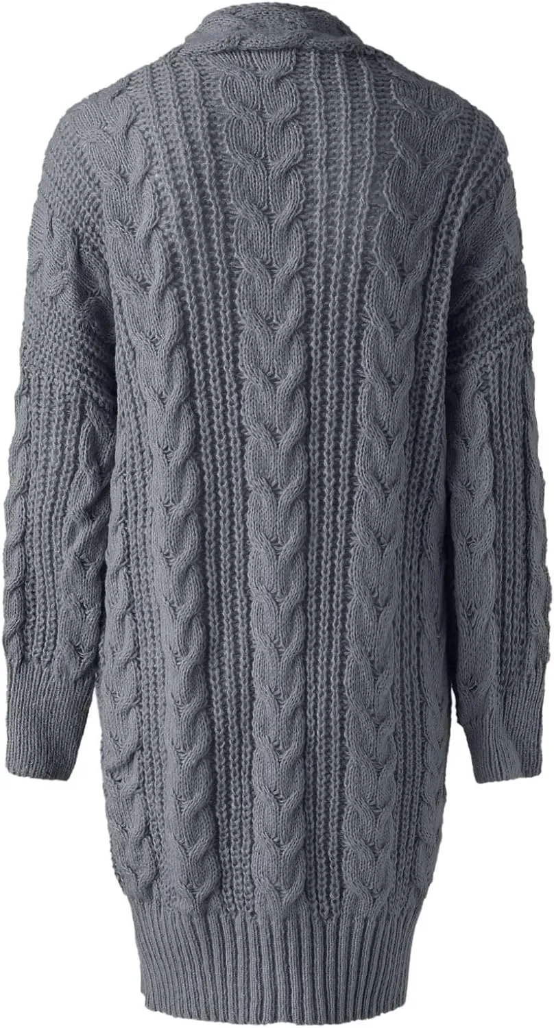 Long Chunky Cardigan Sweaters for Women 2022 Fashion Solid Oversized Slouchy Cable Knitted Open Front Sweater Coat