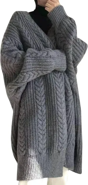 Long Chunky Cardigan Sweaters for Women 2022 Fashion Solid Oversized Slouchy Cable Knitted Open Front Sweater Coat