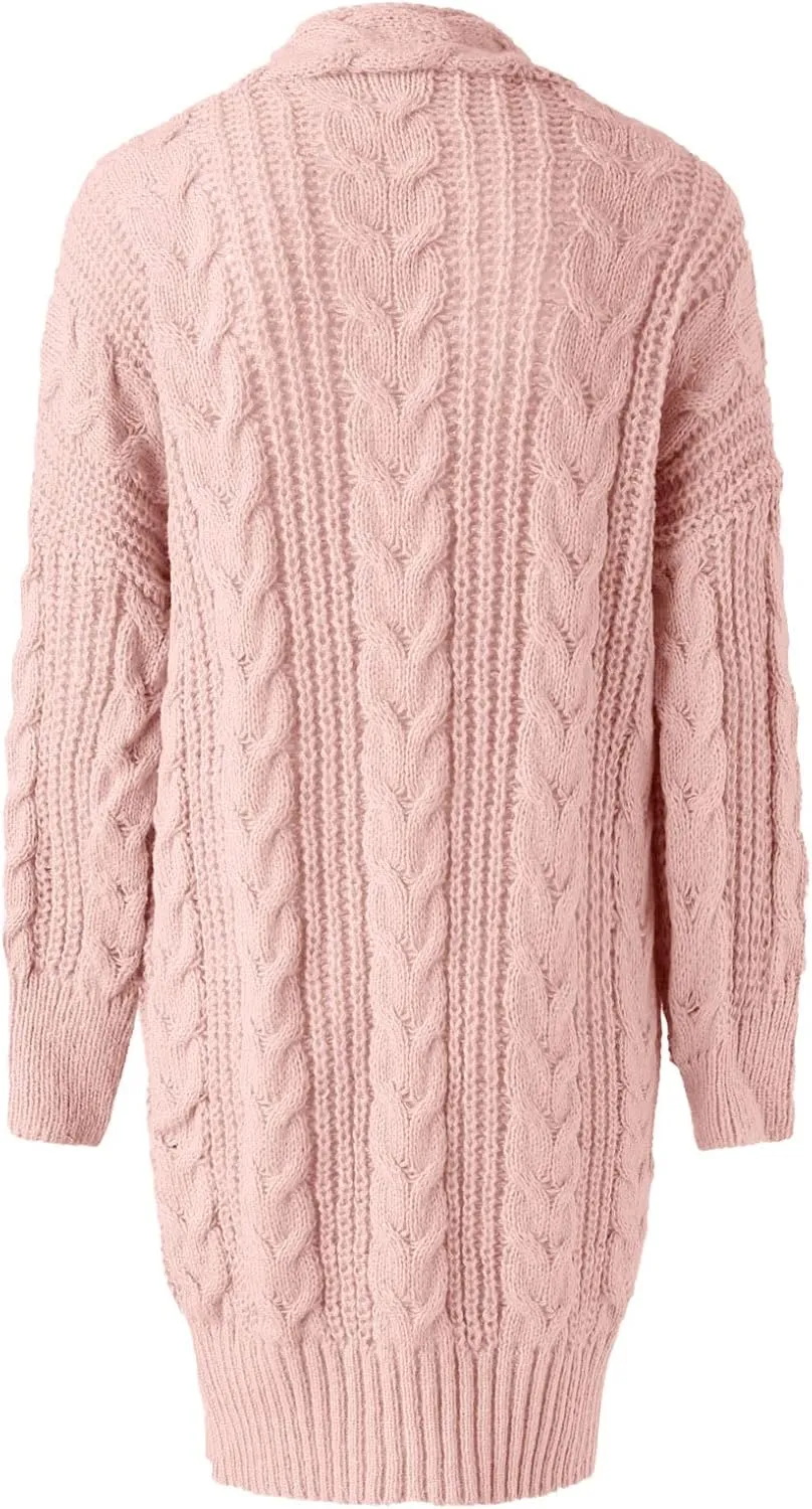 Long Chunky Cardigan Sweaters for Women 2022 Fashion Solid Oversized Slouchy Cable Knitted Open Front Sweater Coat