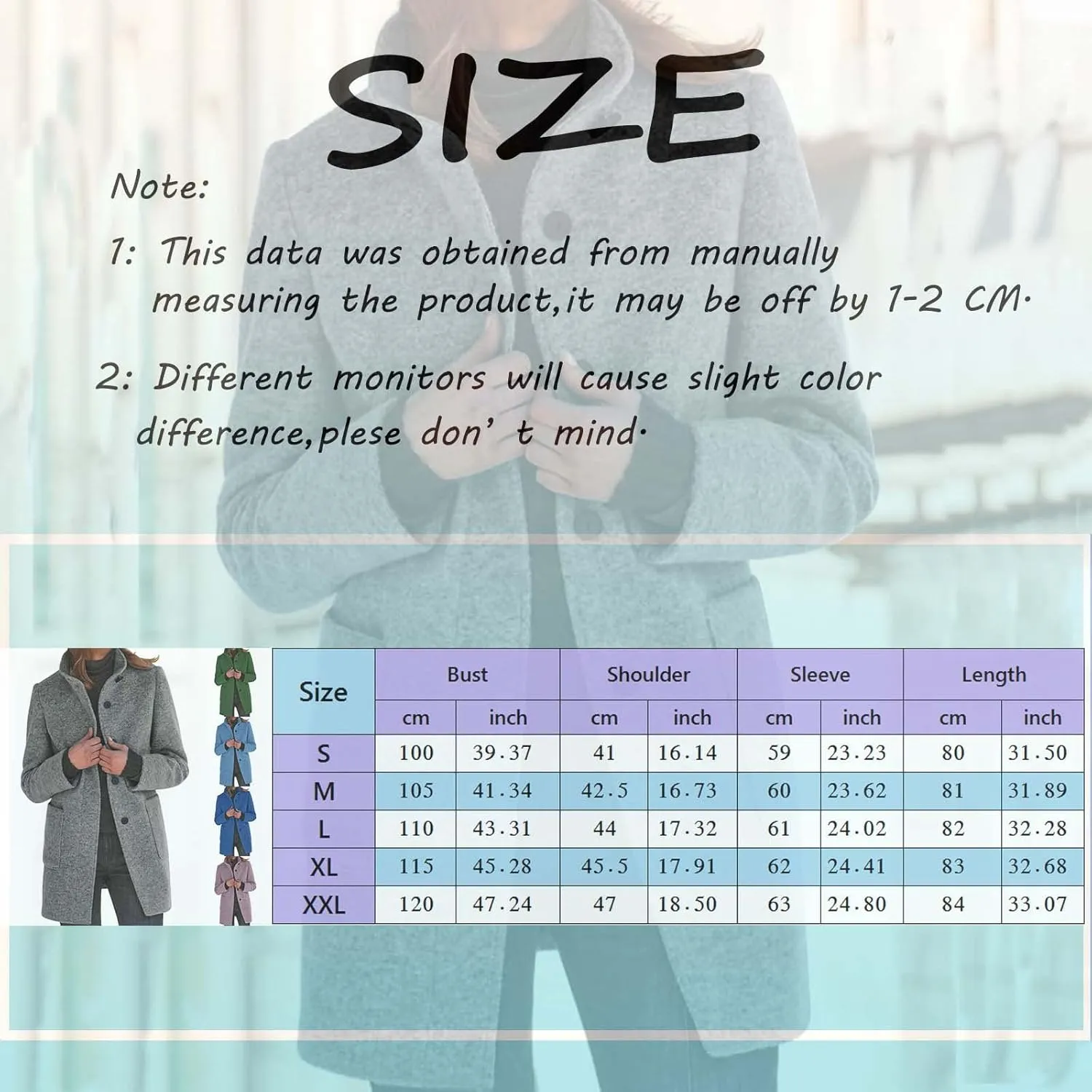 Long Pea Coats for Women Oversized Stand Collar Single Breasted Thicken Blazer Wool Blend Peacoat Jacket with Pockets