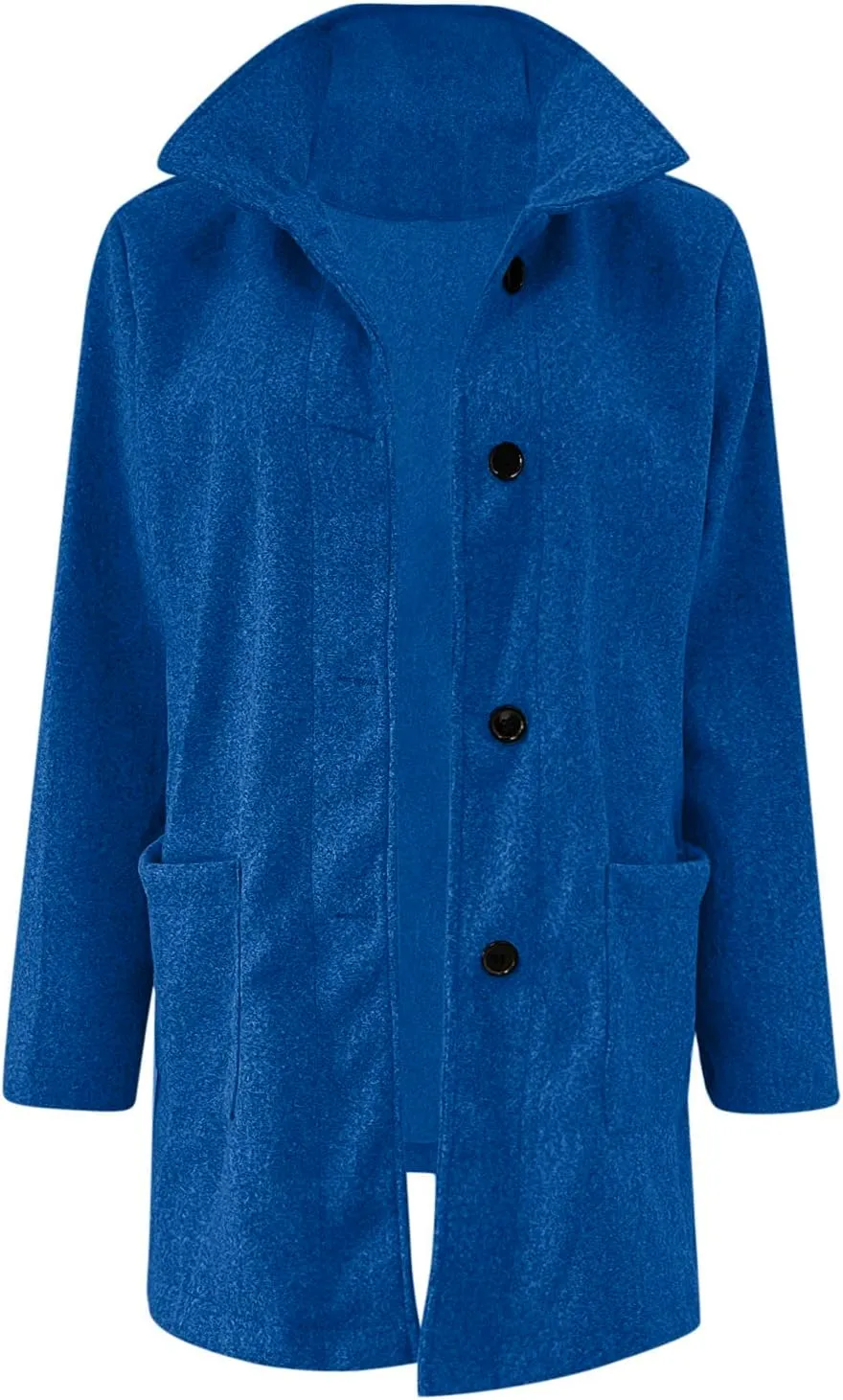 Long Pea Coats for Women Winter Stand Collar Single Breasted Wool Coats Wool Blend Peacoat Thicken Blazer Jacket