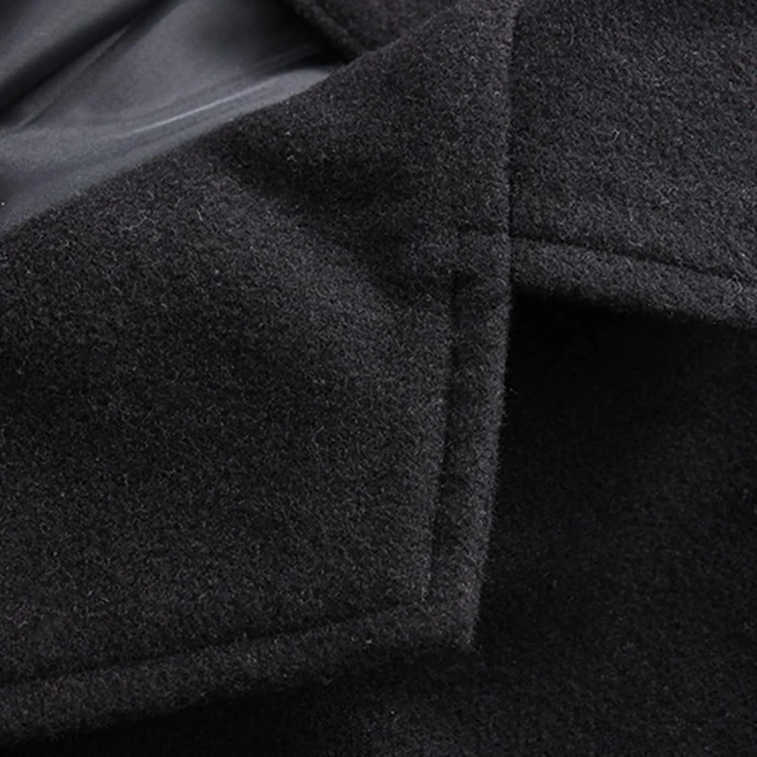 Long Trench Coat Men Single Breasted Wool Blend Coat Mid Length Pea Coat Notch Lapel Jacket Business Casual Overcoat
