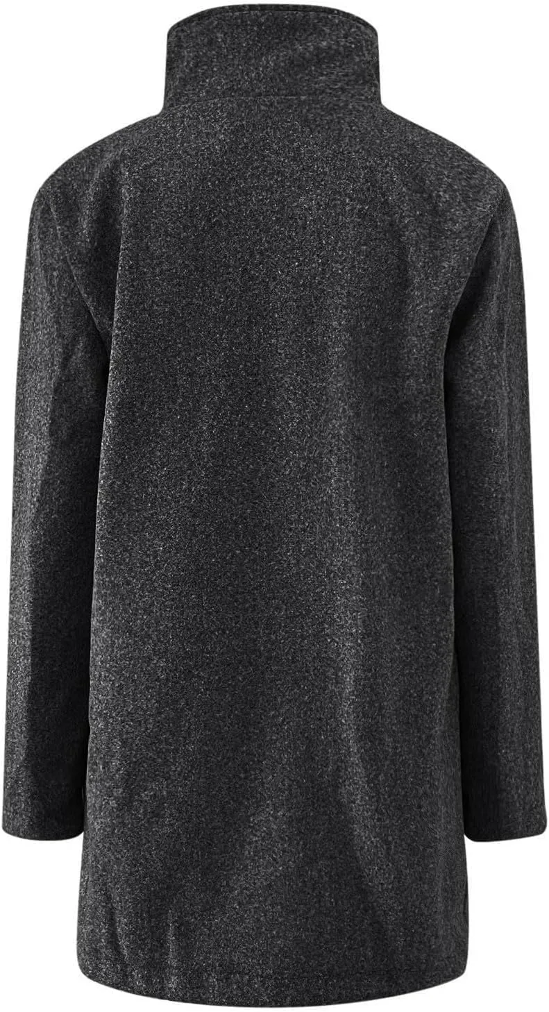Long Winter Wool Coat for Women Dressy Stand Collar Single Breasted Blazer Jackets Winter Classic Wool Blend Pea Coat