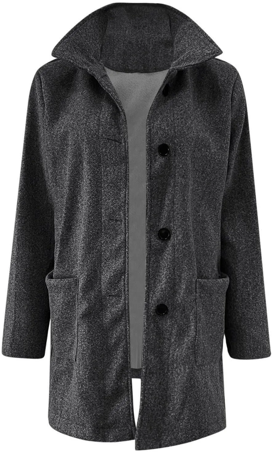 Long Winter Wool Coat for Women Dressy Stand Collar Single Breasted Blazer Jackets Winter Classic Wool Blend Pea Coat