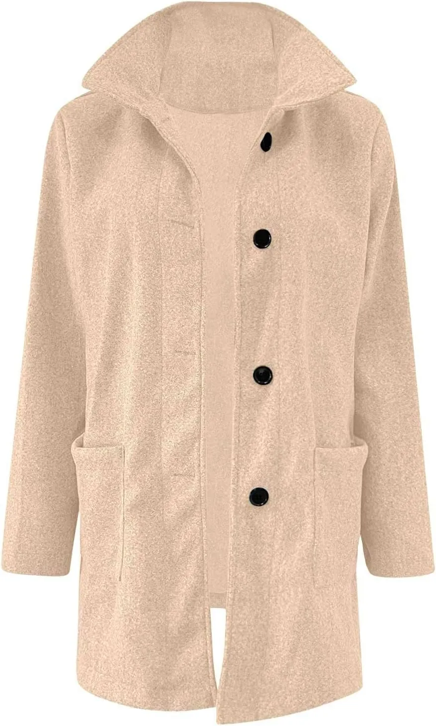 Long Winter Wool Coat for Women Dressy Stand Collar Single Breasted Blazer Jackets Winter Classic Wool Blend Pea Coat