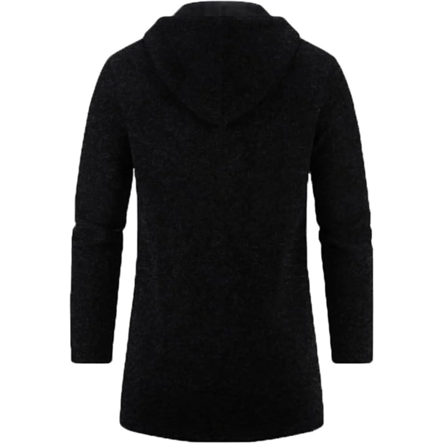 Maiyifu-GJ Mens Solid Knit Hooded Cardigan Slim Fit Casual Lightweight Longline Cardigans Full Zip Long Open Front Sweater (BlackA1,Medium)