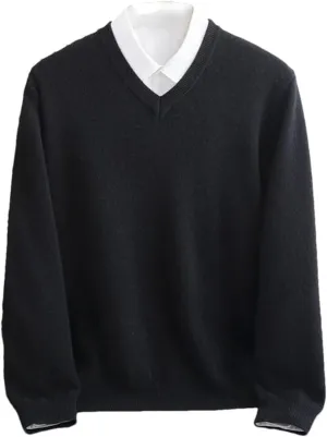 Men Casual V Neck Sweater Ribbed Knit Slim Fit Long Sleeve Solid Color Pullovers Regular Fit Knitting Sweaters