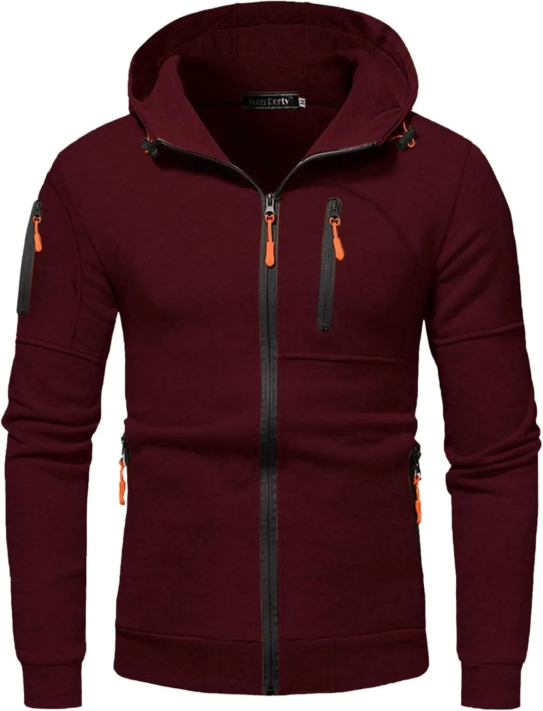 Men Hoodies Casual Hoodies for Men Full Zip Long Sleeve Sweatshirt Sports Hooded Work Jacket Tops with Zip Pockets