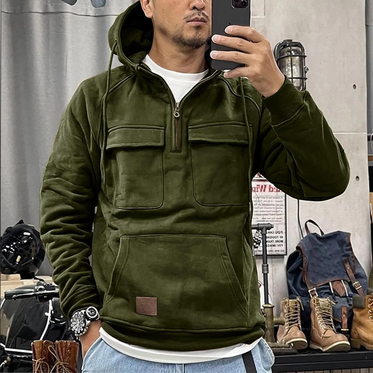 Men Sweatshirts Hoodies Mens Hoodies Pullover Solid Color Casual Trendy Winter Long Sleeve Sweatshirt Tops with Pocket