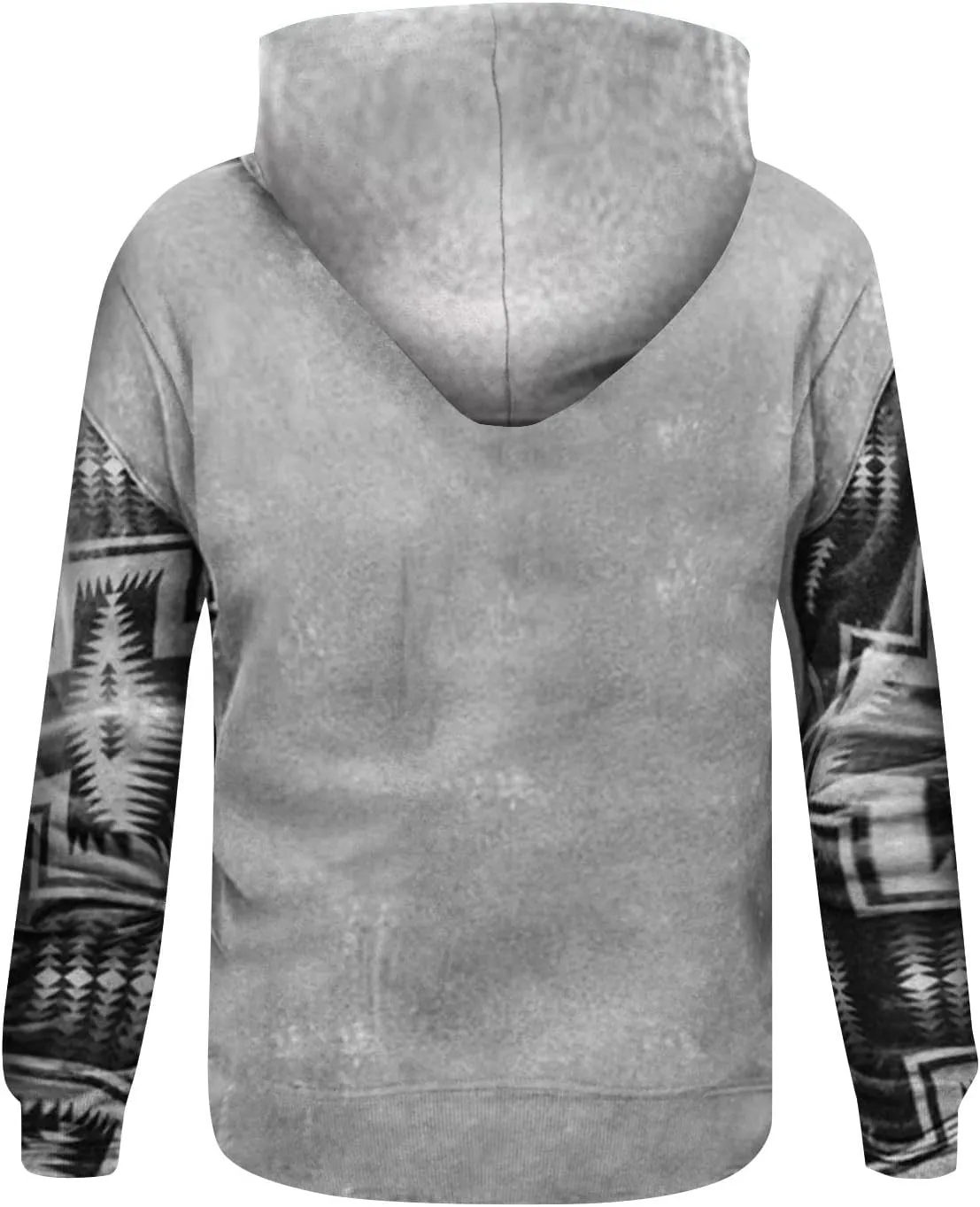 Mens Aztec Hoodie Western Hooded Sweatshirt Casual Vintage Long Sleeve Drawstring Cowboy Pullover with Pocket