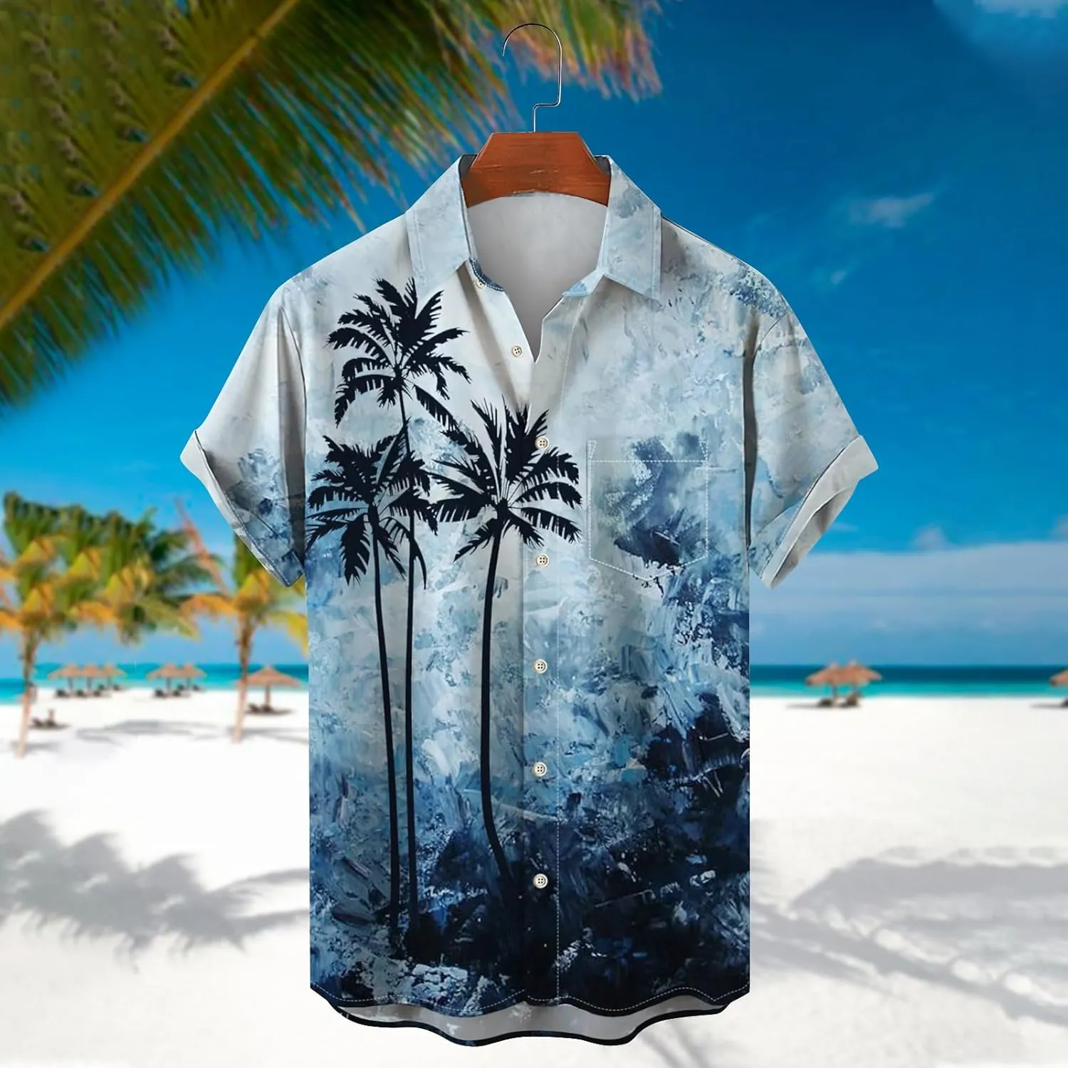 Men's Bowling Shirts Casual Button Down Beach Shirt Relaxed Fit Short Sleeve Hawaiian Shirt Summer Beach Holiday Tops