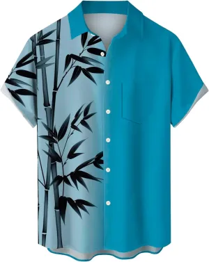 Men's Bowling Shirts Casual Button Down Beach Shirt Relaxed Fit Short Sleeve Hawaiian Shirt Summer Beach Holiday Tops