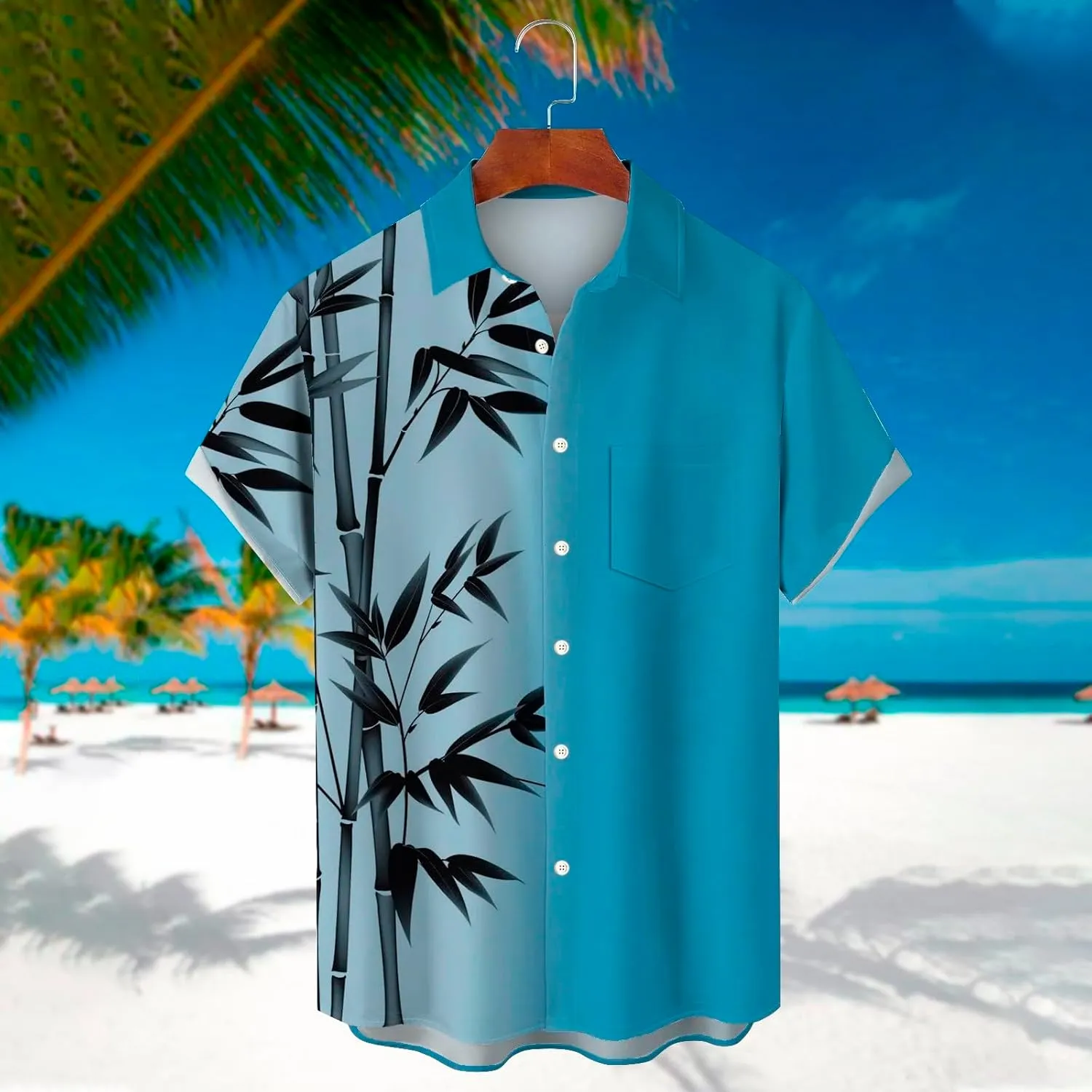 Men's Bowling Shirts Casual Button Down Beach Shirt Relaxed Fit Short Sleeve Hawaiian Shirt Summer Beach Holiday Tops