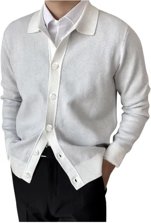 Mens Cable Knit Cardigan Sweater Shawl Collar Loose Fit Long Sleeve Casual Button Down Solid Color Cardigans Pockets