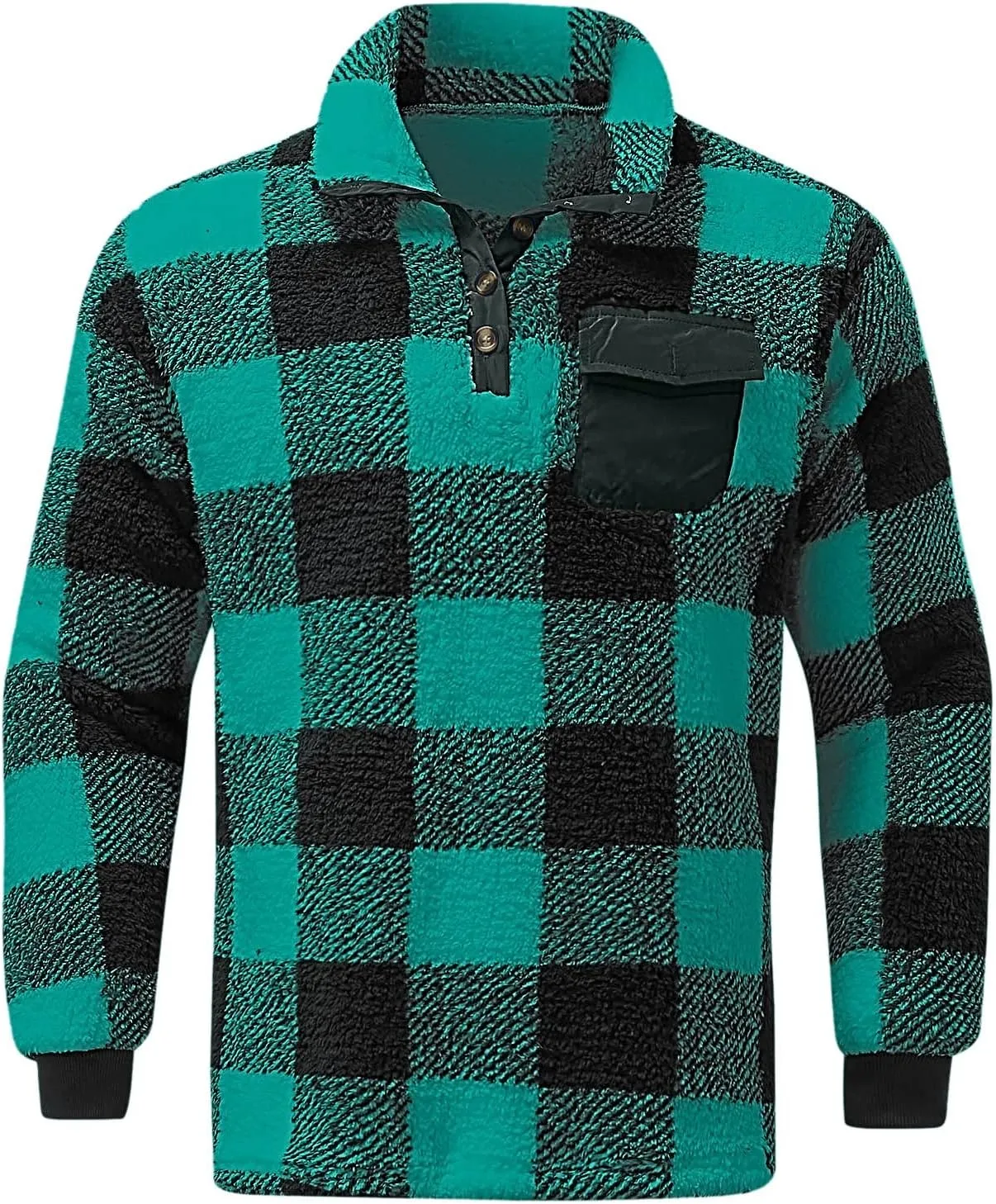 Mens Camo Tactical Sherpa Fleece Hooded Jackets Quarter Zip Long Sleeve Winter Warm Flannel Fleece Military Coats