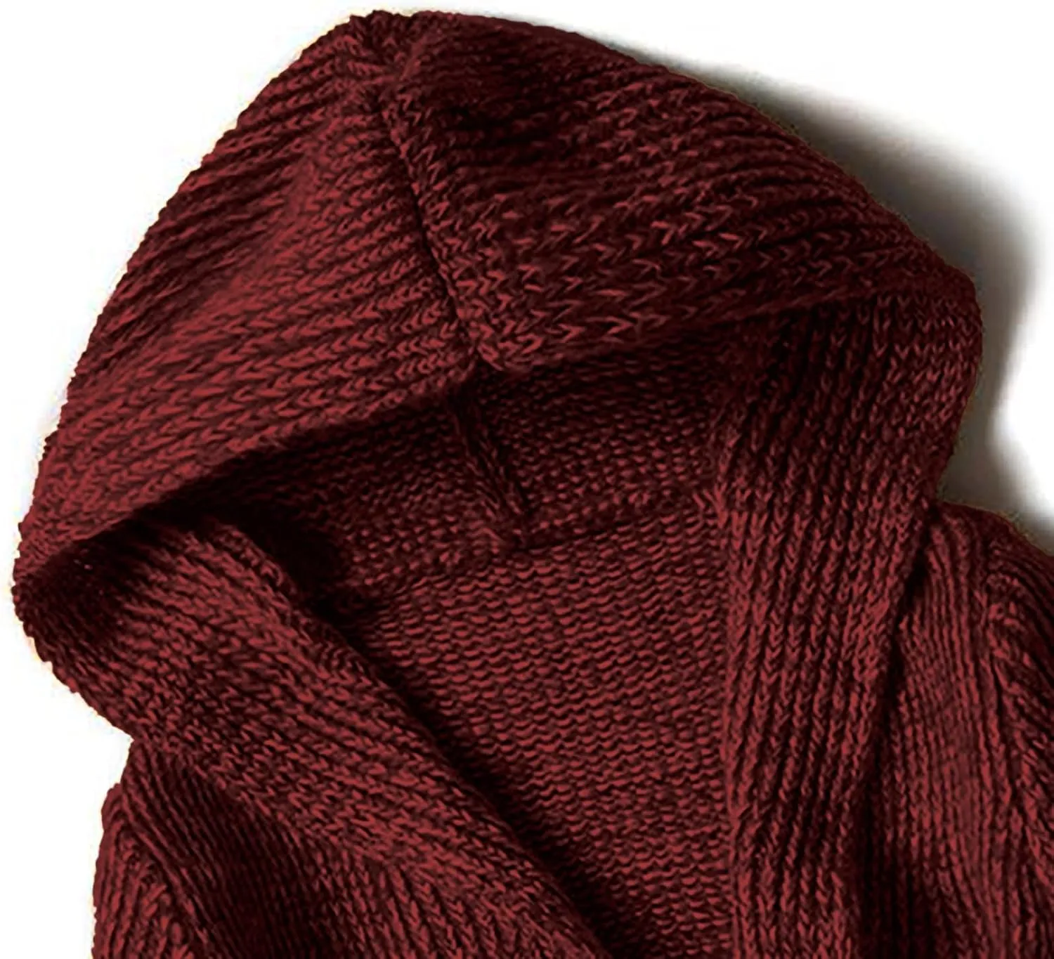 Men's Cardigan Sweater Long Sleeve Button Down Pullover Solid Color Ribbed Hooded Knitted Casual Loose with Pockets