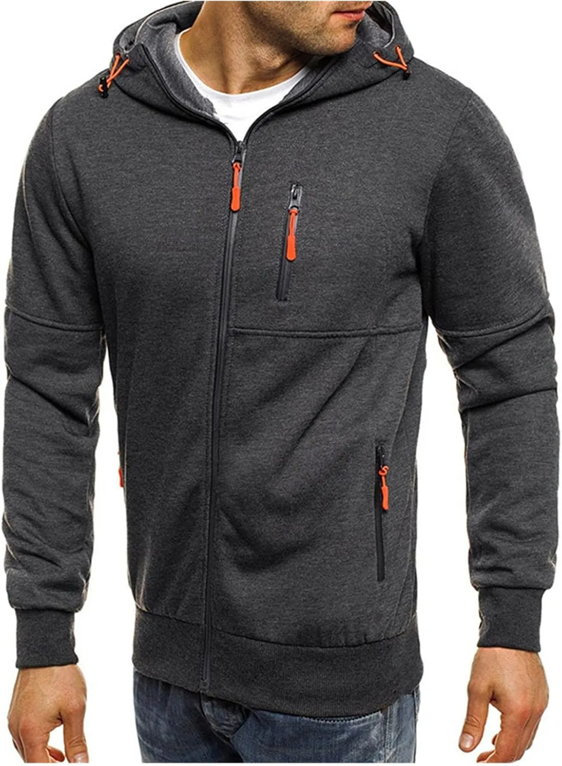 Mens Cardigan Sweaters Jacket Loose Fit Midweight Thermal Lined Full Zip Sweatshirts Slim Fit Hooded Jackets