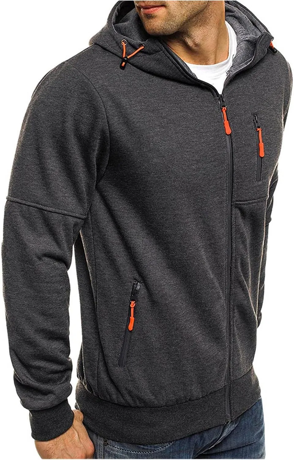 Mens Cardigan Sweaters Jacket Loose Fit Midweight Thermal Lined Full Zip Sweatshirts Slim Fit Hooded Jackets