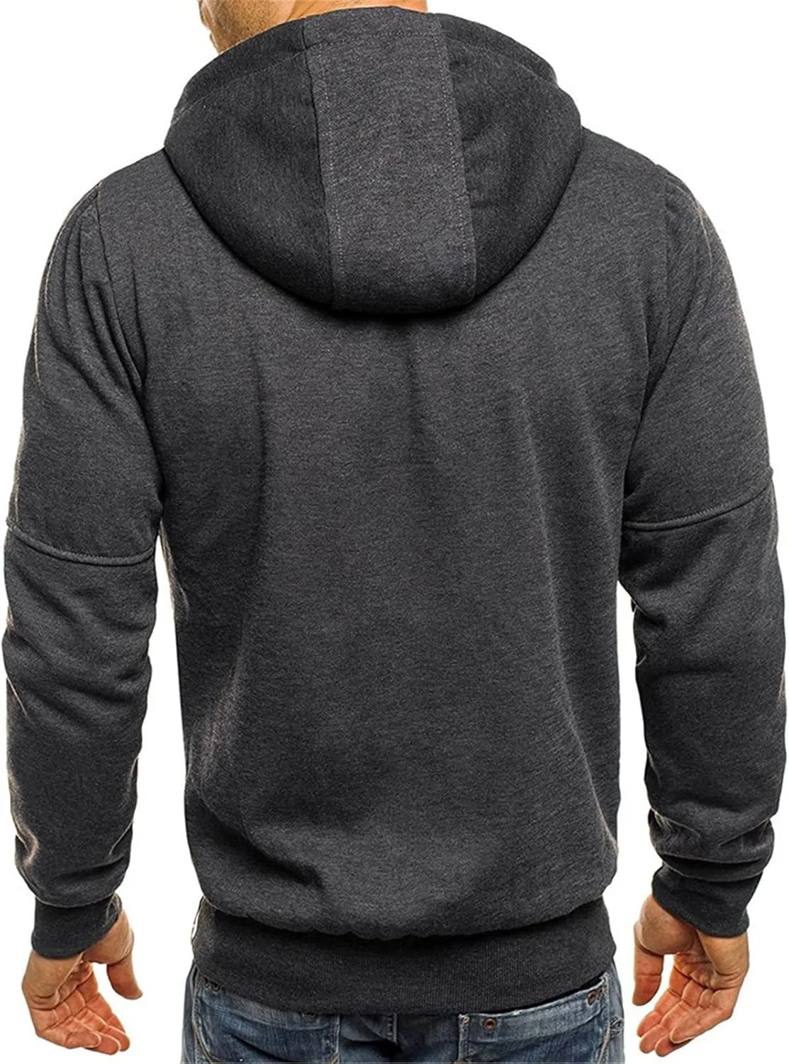 Mens Cardigan Sweaters Jacket Loose Fit Midweight Thermal Lined Full Zip Sweatshirts Slim Fit Hooded Jackets