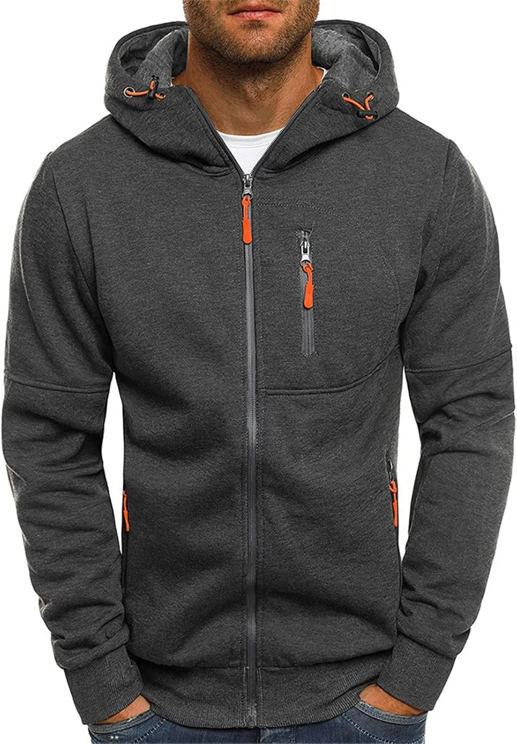 Mens Cardigan Sweaters Jacket Loose Fit Midweight Thermal Lined Full Zip Sweatshirts Slim Fit Hooded Jackets