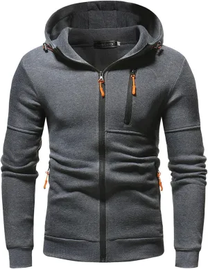Mens Cardigan Sweaters Jacket Loose Fit Midweight Thermal Lined Full Zip Sweatshirts Slim Fit Hooded Jackets