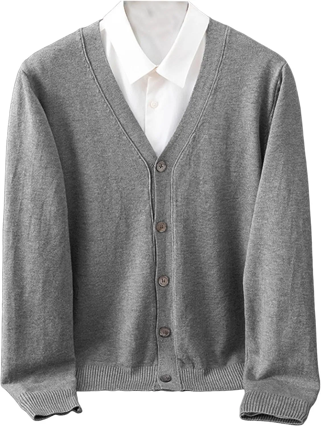 Men's Cashmere Sweaters, Mens Shawl Collar Cardigan Sweater Cable Knit Button Chunky Long Sleeve Warm Casual Sweaters