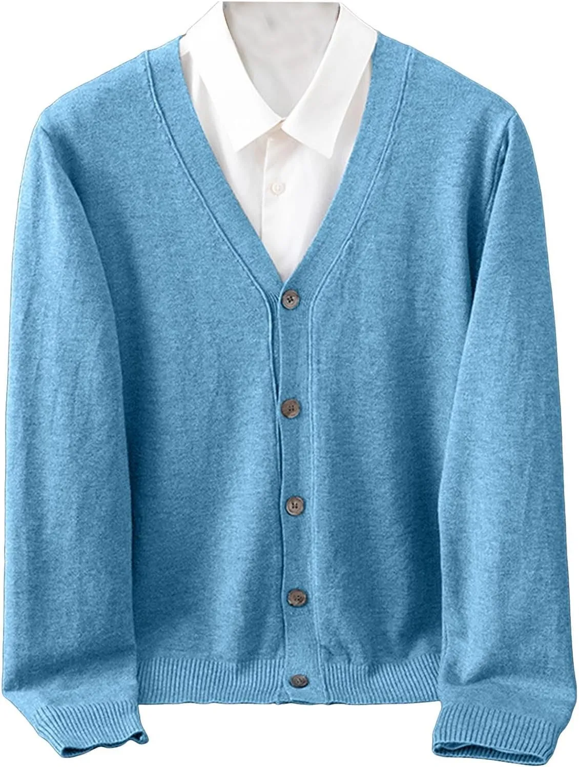 Men's Cashmere Sweaters, Mens Shawl Collar Cardigan Sweater Cable Knit Button Chunky Long Sleeve Warm Casual Sweaters
