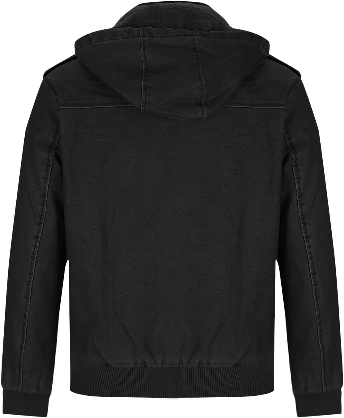 Men's Casual Faux Leather Motorcycle Bomber Jacket with Hood,Stand Collar and Zip-Up Design Vintage Biker Racing Coat
