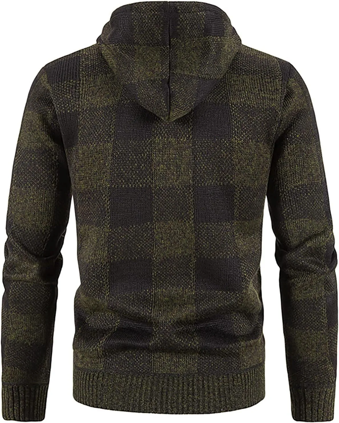 Men's Casual Stand Collar Cardigan Button Down Cable Thick Knitted Full Zip Sweater with Pattern