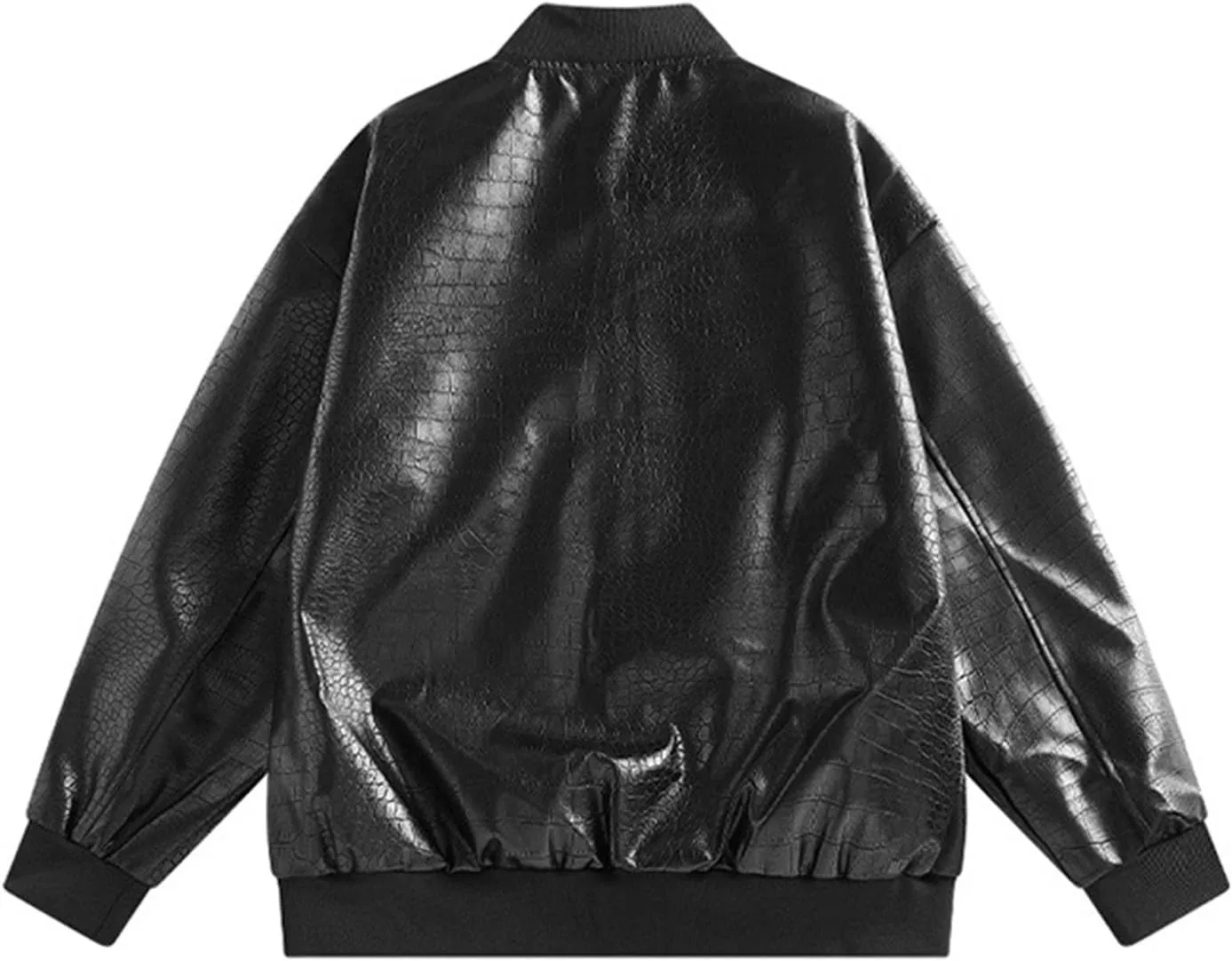 Mens Casual Stand Collar Slim Fit Faux Leather Jacket Biker Motorcycle Jackets Biker Racing Cycling Outwear Coats