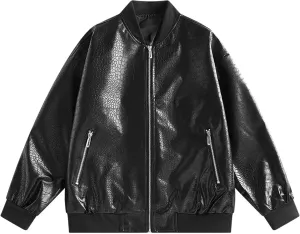 Mens Casual Stand Collar Slim Fit Faux Leather Jacket Biker Motorcycle Jackets Biker Racing Cycling Outwear Coats