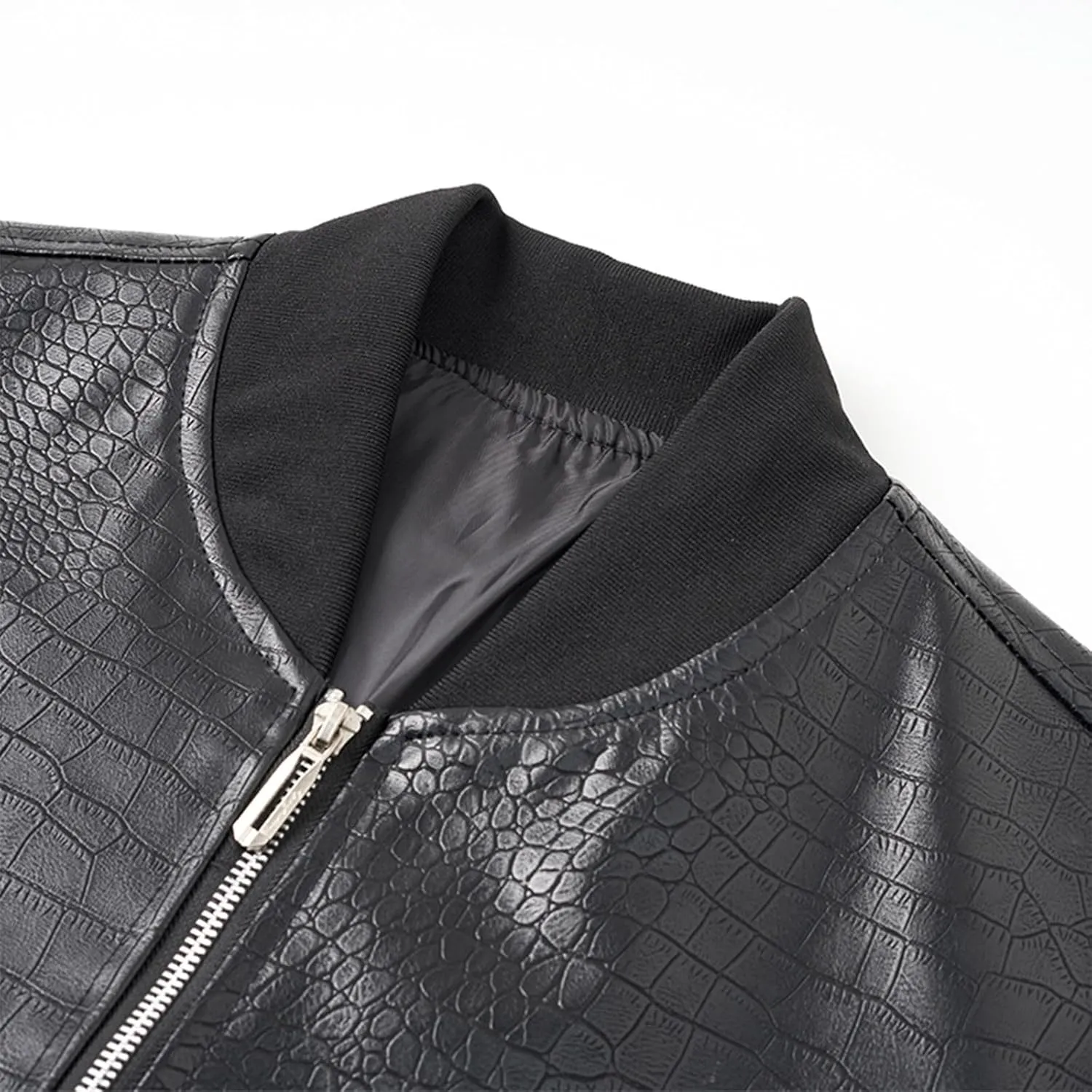 Mens Casual Stand Collar Slim Fit Faux Leather Jacket Biker Motorcycle Jackets Biker Racing Cycling Outwear Coats