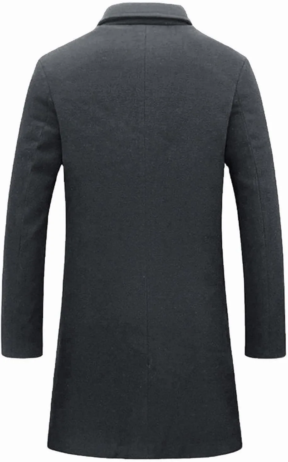 Men's Casual Trench Coat Slim Fit Spread Collar Long Sleeve Jacket Thicken Overcoat Plus Size Vintage Breasted Pea Coat