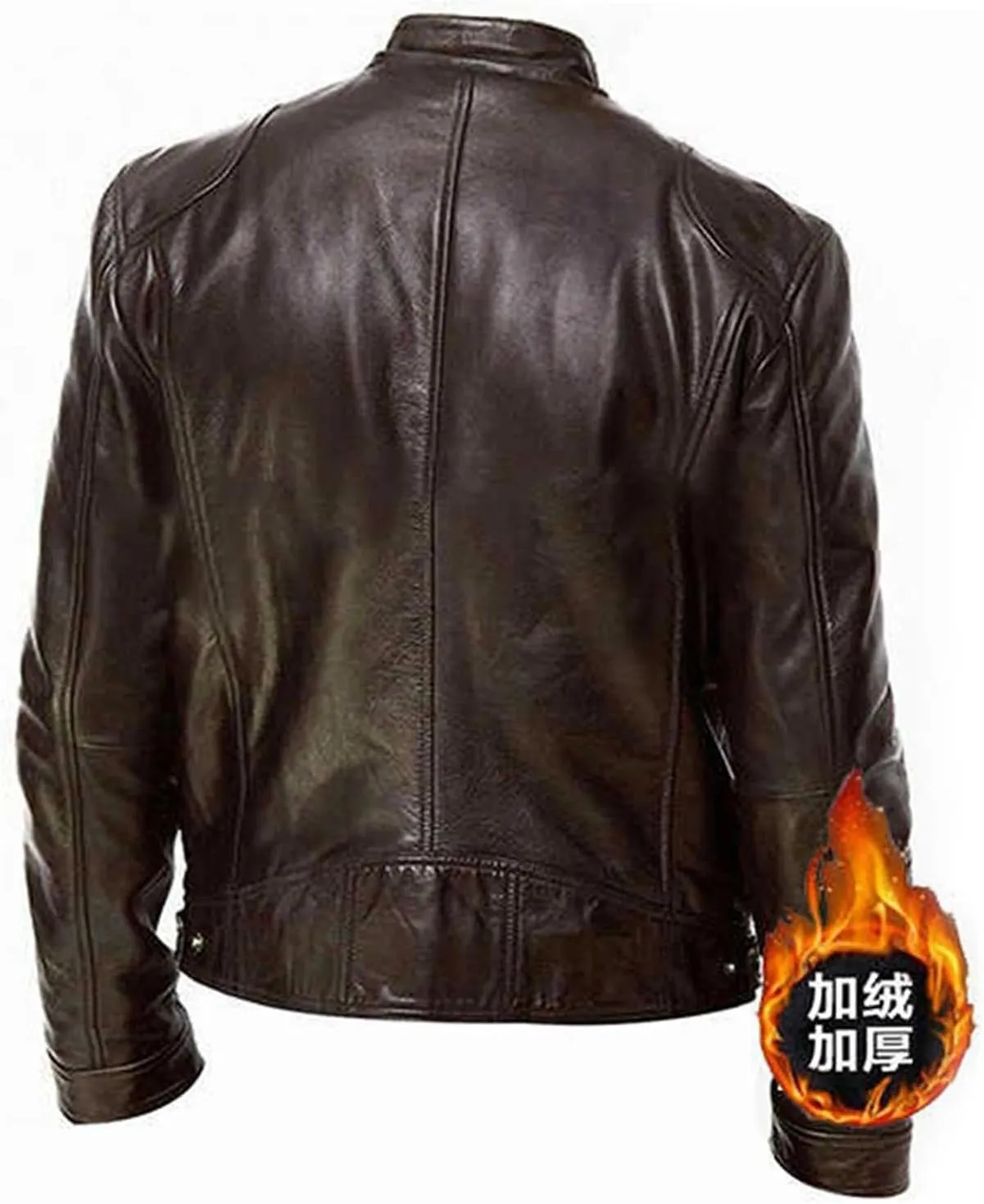 Men's Classic Black Moto Leather Jacket with Zipper Front Solid Color Long Sleeved Casual Leather Motorcycle Jackets
