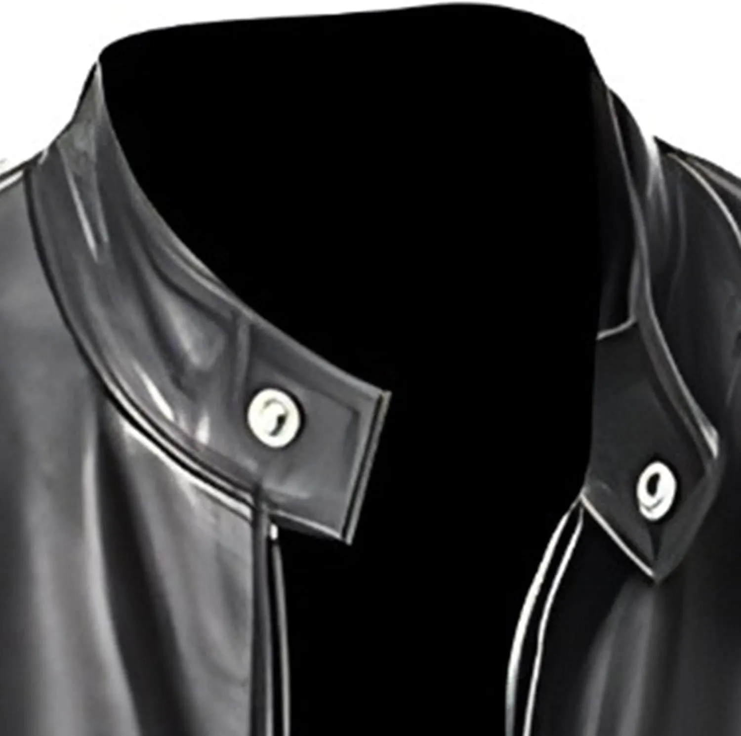 Men's Classic Black Moto Leather Jacket with Zipper Front Solid Color Long Sleeved Casual Leather Motorcycle Jackets